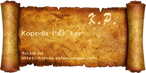 Koprda Péter névjegykártya